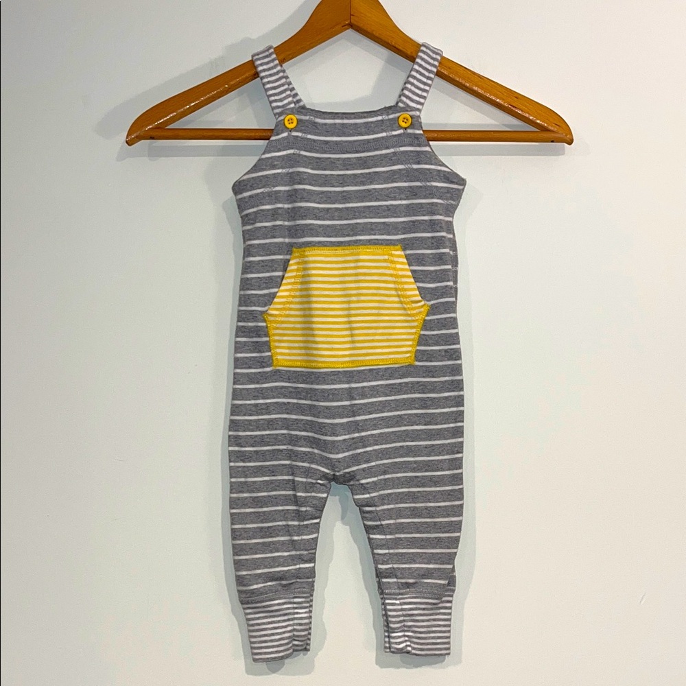 Hanna Andersson Gray & Yellow Stripe Overalls